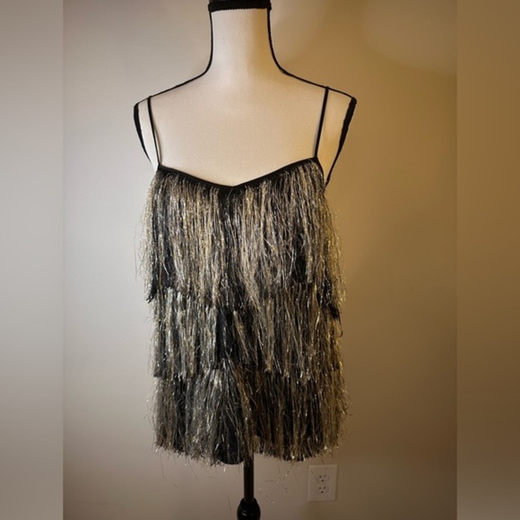 SIMONA CORSELINI Noir Eclipse Fringe Gold Silver Top NWT Size 42 (A0211 B2) - Picture 6 of 14